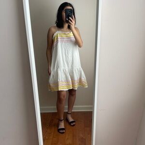 NWT Lisa Marie Fernandez White Pink Yellow Stripe Mini Dress